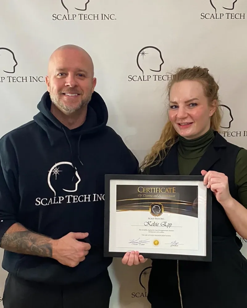Scalp Tech Inc. training graduate with Ken